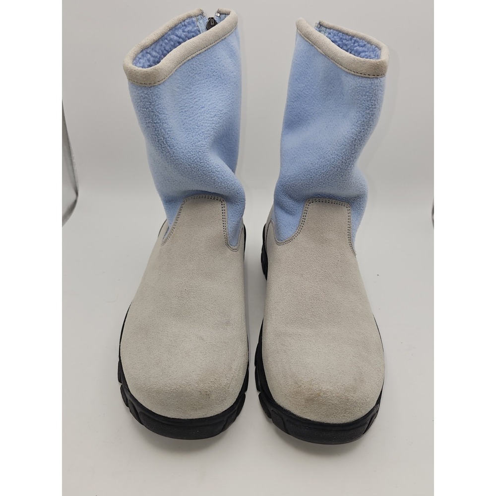 LANDS END Warm Chukka Mukluks Zip Up LEATHER SUEDE WOMENS LINED BOOTS Shoes Sz 8